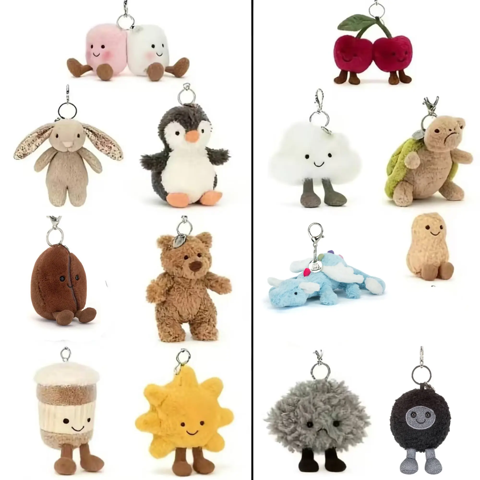 Jellycat Mini Plush Keychain Collection - 2026 Trending Bag Charm, Soft Cuddly Toy Charm, Ideal for Daily Use, Gift Giving & Collecting Cute Accessories