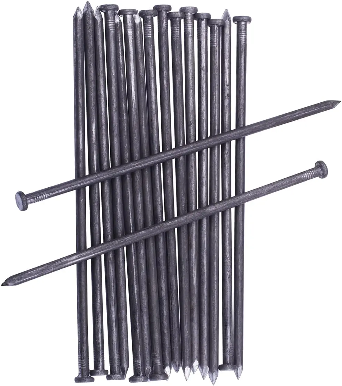 WOWCASE 10 Inch Metal Edging Stakes, 50 Pcs Heavy Duty Solid Metal Landscaping Spikes, Anchoring Stake Nails for Paver Edging, Weed Barrier, Artificial Turf Etc. (50)