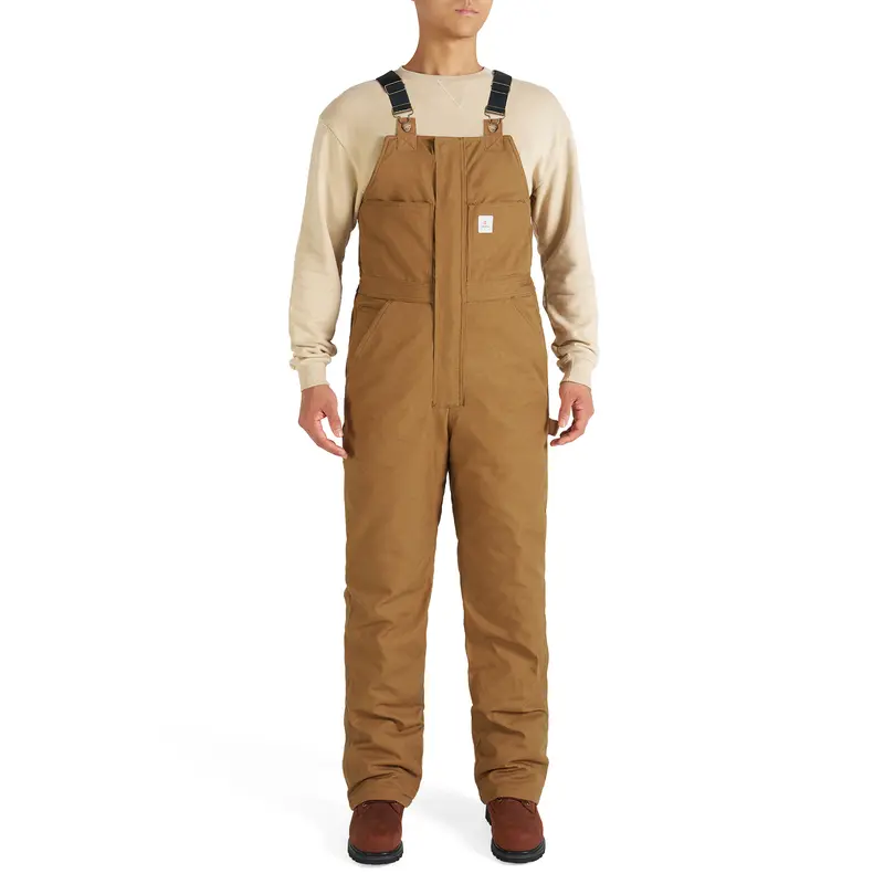 HISEA Men's Insulated Duck Bib Overalls - Casual Canvas Workwear with Adjustable Straps, Tool Pockets for Cold Weather Labor
