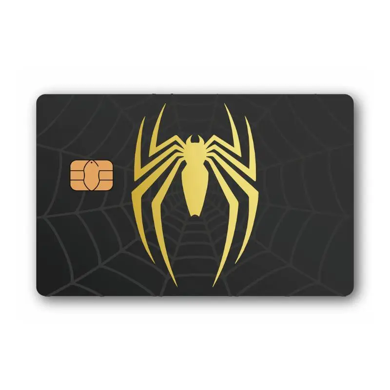 Golden Spider Web Credit Card Skin Sticker – Cool Black & Gold Debit Card Cover, Waterproof Vinyl Card Decal, Scratch Resistant Card Sticker