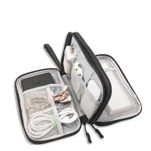 Portable Travel Storage Bag, 1 Count Waterproof Double Layer Electronic Accessories Storage Bag, Electronic Organizer for Data Cable, Charger, Earphone, Travel Organization Pouch