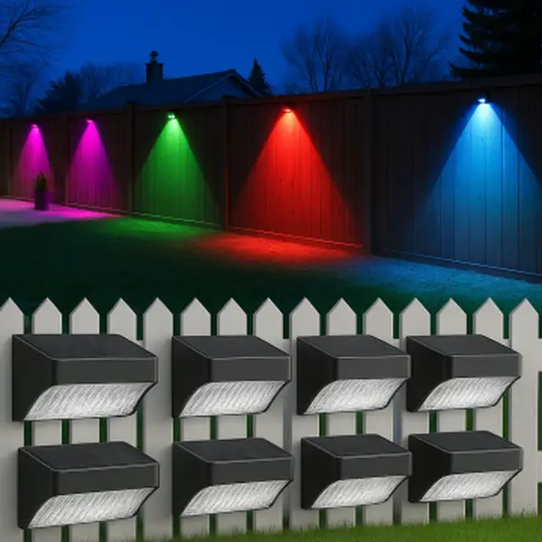 Great Deal Solar Fence Lights - Waterproof & Durable RGB 10 Modes Outdoor Lighting for Fences Decks Patios and Yards IP65 Rated Easy Install No Wiring