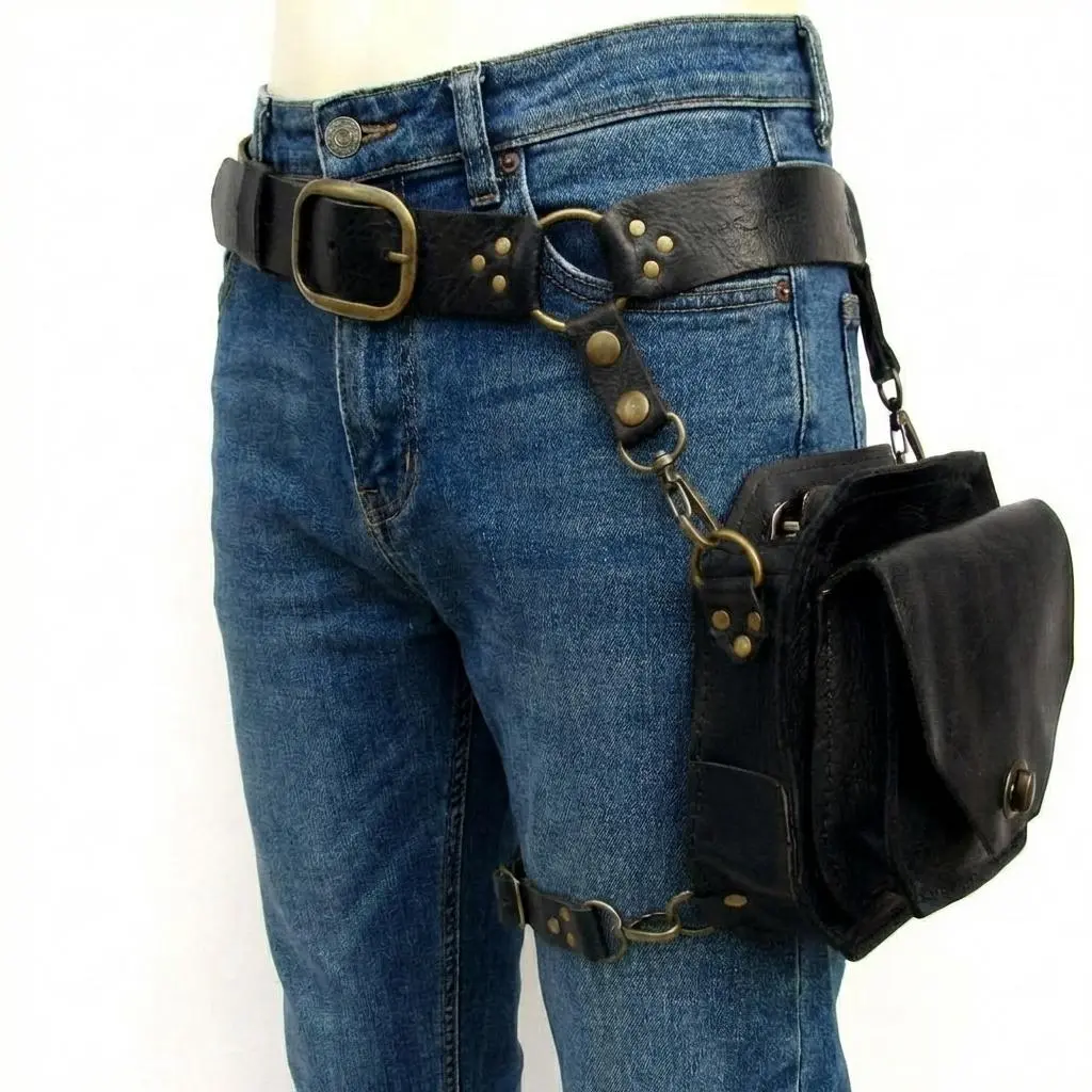 Medieval Waist Belt Drop Leg Bag - Thigh Steampunk Waist Pack PU Leather Fanny Bag Motorcycle Thigh Wallet for WomenGift