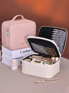 High-End Dual-Layer Large Makeup Bag, Spacious Travel Portable Cosmetic Storage Bag, Washroom Makeup Box, Essential Beauty Organizer, Cosmetics Organizer