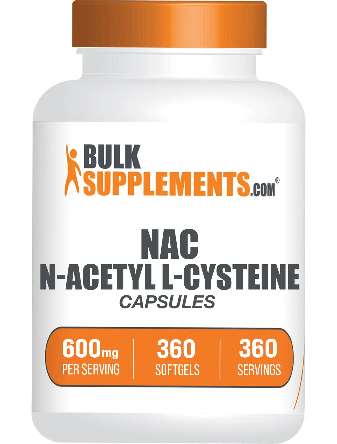 BulkSupplements N-Acetyl L-Cysteine (NAC) Capsules - Healthcare - Pure NAC -  360 Capsules - 600-1000mg per Serving