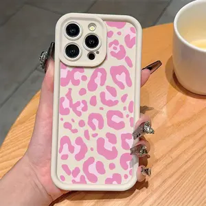 Antique White  Leopard Print TPU Case for iPhone 17 Pro Max 16 16e 15 14 Plus 13 12 Mini 11 Air X XS Straight Edge Drop-Resistant Rugged Durable Cover Shell Gift 2D printing