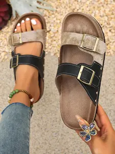 Women's Vintage Style Sandals, Thick Sole Soft Wood Bottom Design, Perfect for Summer Outdoor Casual Wear & Beach Use