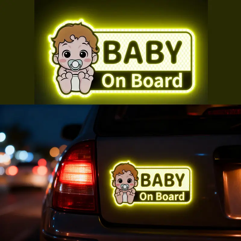 2-Pack "Baby On Board" Reflective Car Decals, Automobile Decals -, Waterproof, Durable, Removable Stickers for All Vehicles | Perfect New Parent Gift Sticker for Cars, Car Decorations, Car Accessories