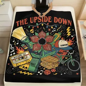 The Upside Down Theme Blankets , Retro 80s Best Horror Movie Collection,The PERFECT Gift for a ST Fan, Hawkins fan gift,Cool Gift for Horror & Sci-Fi Fans ,  Suitable for Sofa, Bed, Office and Outdoor Use