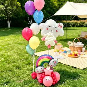 60pcs Rainbow Cloud Smile Balloons, Multicolor Latex Balloons for Birthday Party Decor, Kids Room Decoration, Outdoor Picnic, Home Garden
