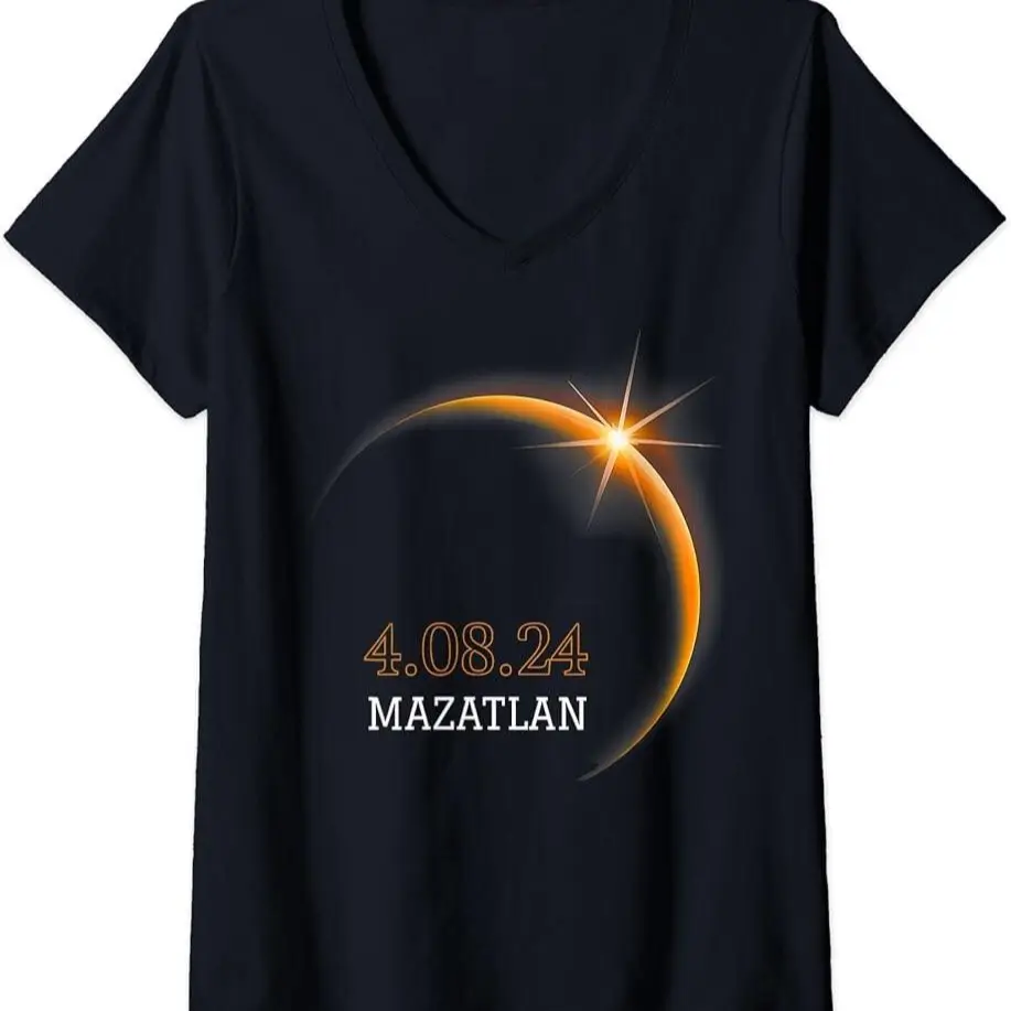 Womens Total Eclipse Solar 2024 Mazatlan Totality Spring 40824 V-neck T-shirt