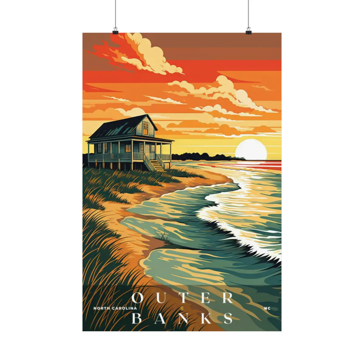Outer Banks Poster, Travel Art, Office Poster, Home Decor, Unframed