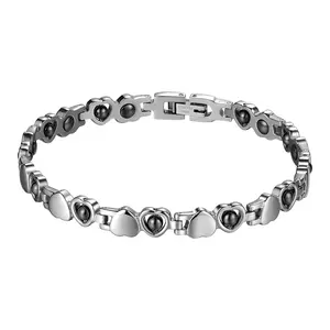 Womens Magnetic Heart Bracelet: Stainless Steel Cubic Zirconia Anxiety Relief Bracelet - Jewelry Valentines Christmas Gift for Women Girls