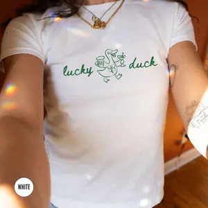 St Patricks Day Baby Tee Shirt, Lucky Duck St Paddys Day Goose T-Shirt, Funny Irish St Pattys Day Tee