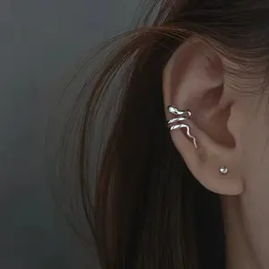 S925 Silver No Piercing Winding Serpent Ear Clips Minimalist Snake Ear Cuff