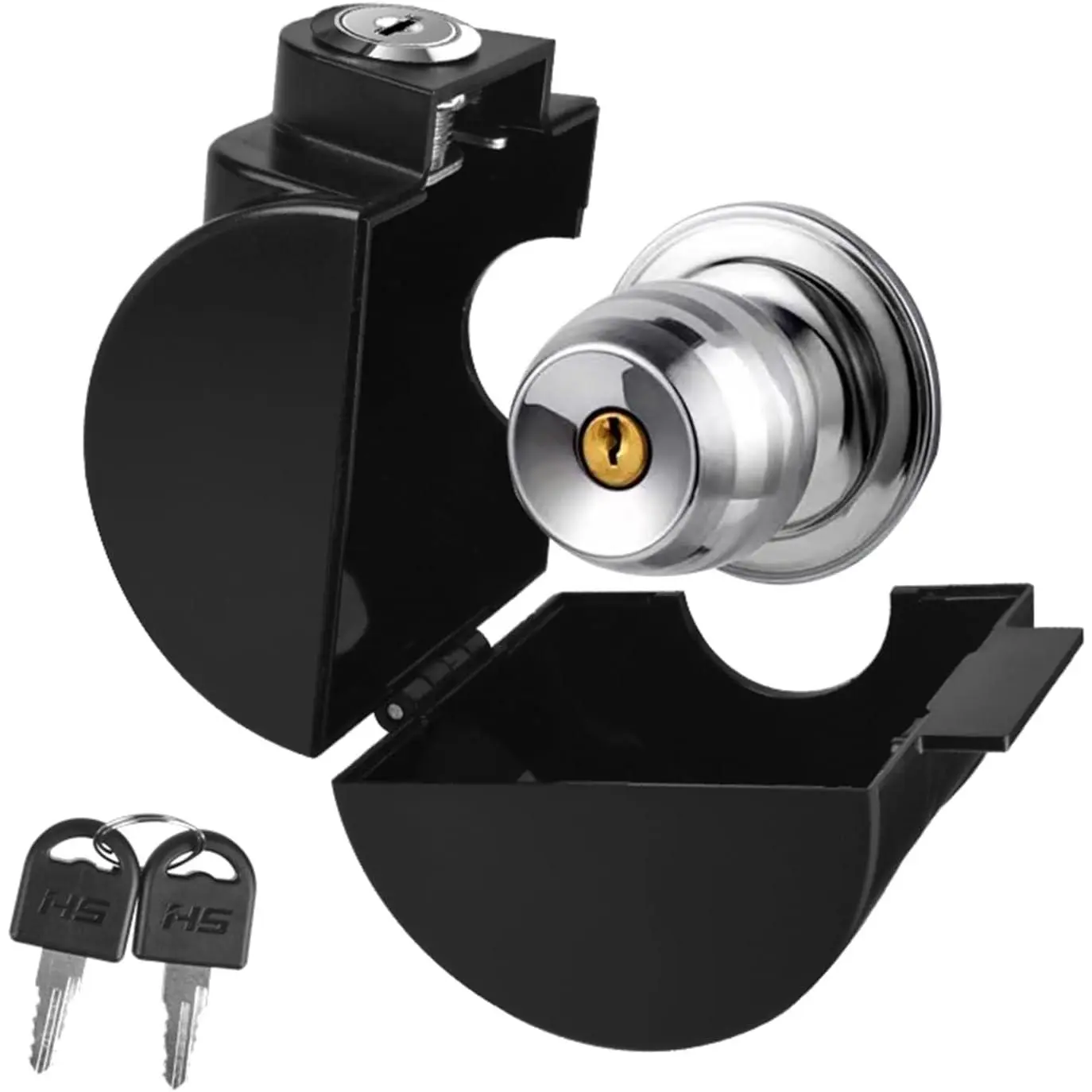 Child Proof Door Knob Cover Lock for Dementia Elderly Safety - Universal ABS Plastic Lock-Out Device for Bedroom, Bathroom, Gas Valve & Outdoor Faucets (Fits Most Circular Knobs)-1 Pack