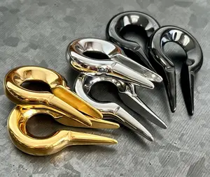 PAIR of Stainless Steel Keyhole Ear Weight Hanging Tapers Expanders - Steel, Gold or Black - Gauges 2g (6mm) thru 00g (10mm)