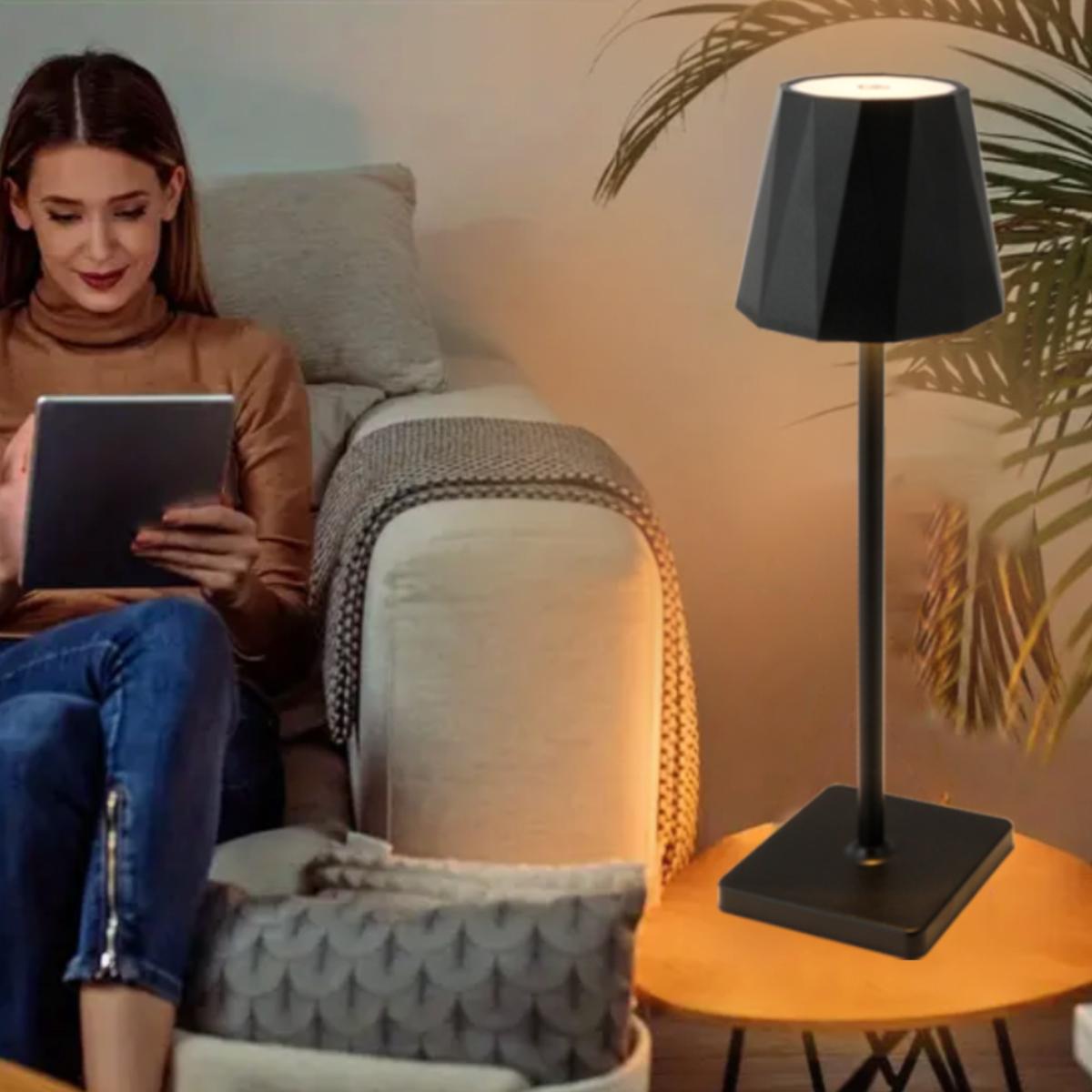 1PC Rechargeable Wireless Table Lamp, Portable LED Desk Lamp with 3 Color Modes & Stepless Dimming, Ideal for Bedroom, Desk, Cafe, Terrace, Romantic Dinner & Home Holiday Decor