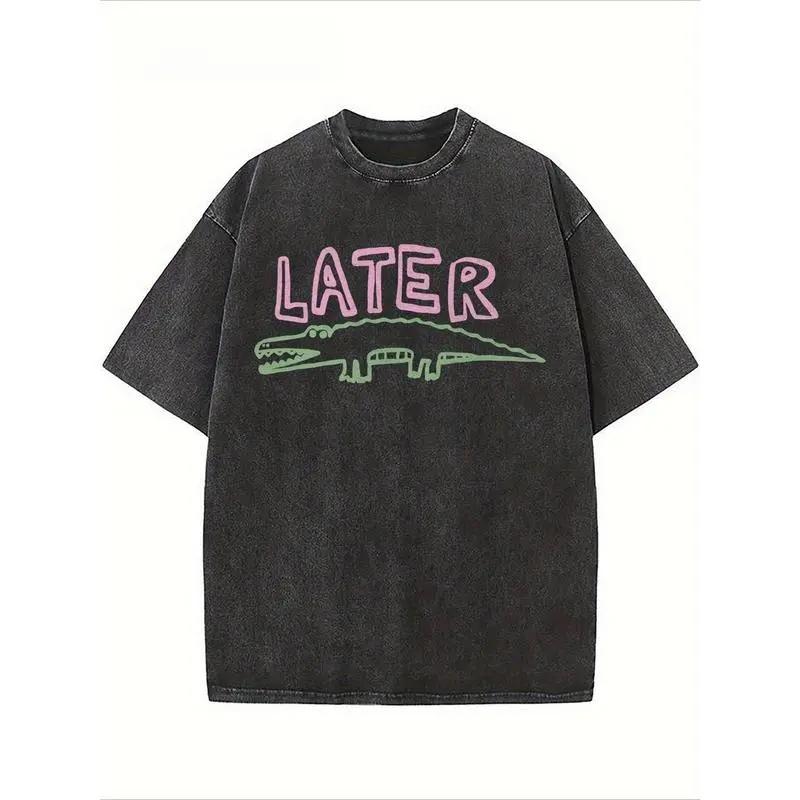 Sarcastic Later Gator Graphic-Shirt- Funny Unisex Loose Fit Tee with Alligator Design, Breathable Washed, Round Neck Short Sleeve Casual Wear& Holiday Parties – TrendWear USA