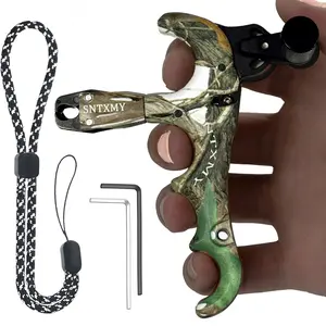 SNTXMY 360° Rotatable 4-finger Bow Release Camo Tool with Automatic Jaw Closure & Adjustable Sensitivity Archery Release Aid Tool