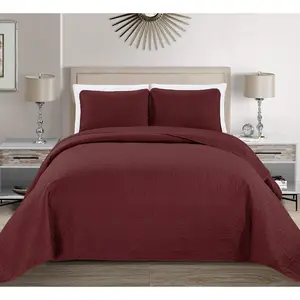 Fancy Collection Embossed Coverlet Bedspread Over Size Set Solid # Austin (Burgundy, King/California King)