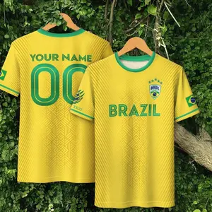 Personalized Brazil Soccer Jersey, Custom Name Brazilian Soccer Jersey Players, Customized Brasil Soccer Jersey For Men and Kid