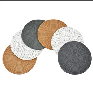 Woven Trivet Placemats Table Mats 6Pcs Round Farmhouse 11.8x11.8 Assorted Colors for Kitchen Decor