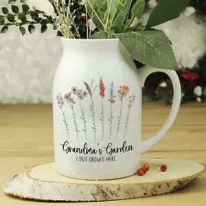 Personalized Grandma's Garden, Mother Day Gift, Office Decorative, Flower Vase With Family Names, Personalized Birth Month Flower Vase