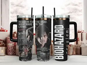 Resident Evil 9 Requiem 40oz Tumbler with Handle, Leon S. Kennedy Tumbler 40oz, Horror Game Tumbler, Leon S. Kennedy Tumbler, Gift for Gamer