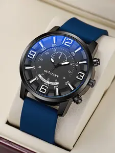 Men's Watch Cross-Border Stereo Digital Dial Blue Light Glass Silicone Strap, Stylish Timepiece for Daily Wear & Gift Ideas