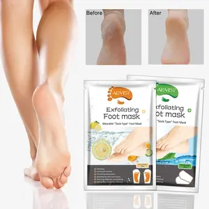 Aliver Foot Mask, Lemon/aloe Vera Plant Ingredients, Wearable Sock Shape Exfoliating Foot Mask, Cleanses and Moisturizes Feet, Smooths Skin