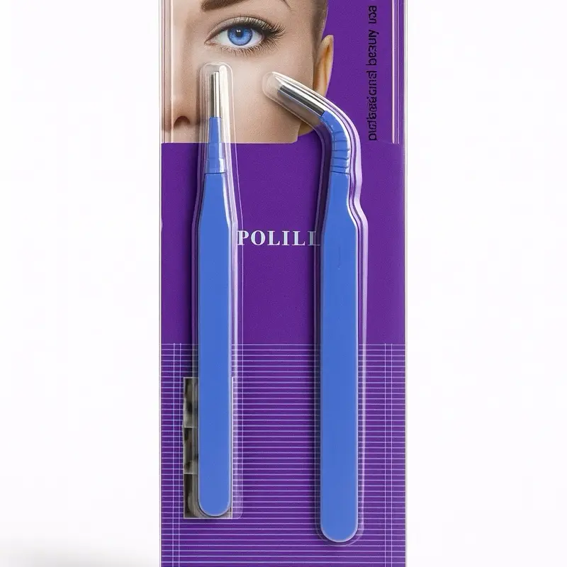 POLIL Precision Eyelash Tweezers (Duo) - Pack available in pink, yellow and purple for precise eyelash application