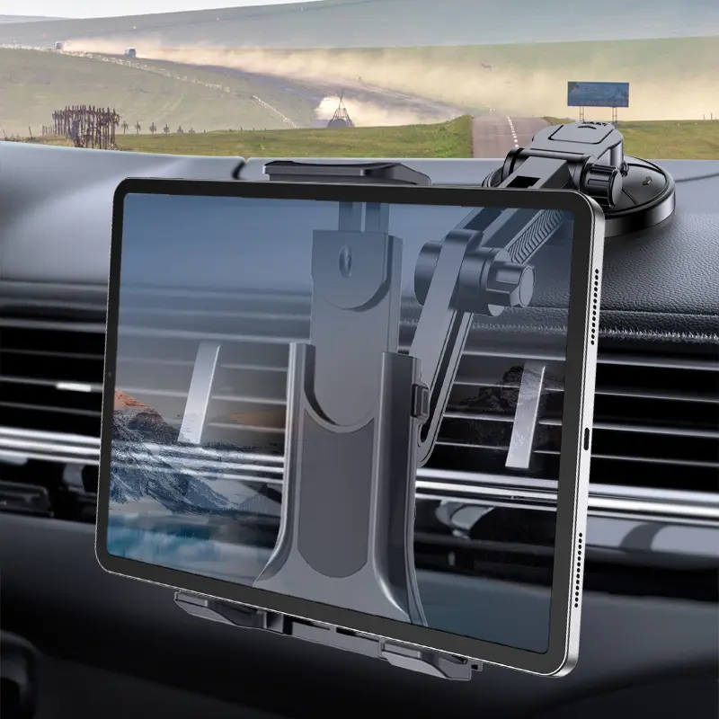 Car Tablet Holder, Strong Reusable Suction Cup, Extendable Car Navigation Phone Mount, Fits Screens 4-13 Inches, Ideal for Tablets & Phones