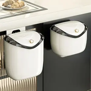 Wall-mounted trash can, sealed deodorant isolation cover, ergonomic,no need to bend over, high-quality and durable raw materials and household hygiene bucket, suitable for daily waste sorting on the side of the kitchen sink and in the shower bathroom area
