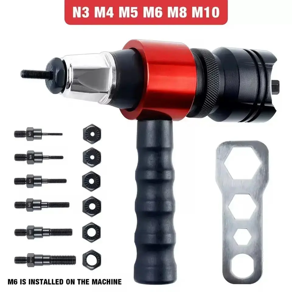 GJANSH Riveting Gun, M3-M8 Electric Riveting Gun, Automatic Riveting Gun with Carrying Case, Nut Gun Electric Ram Gun Adapter