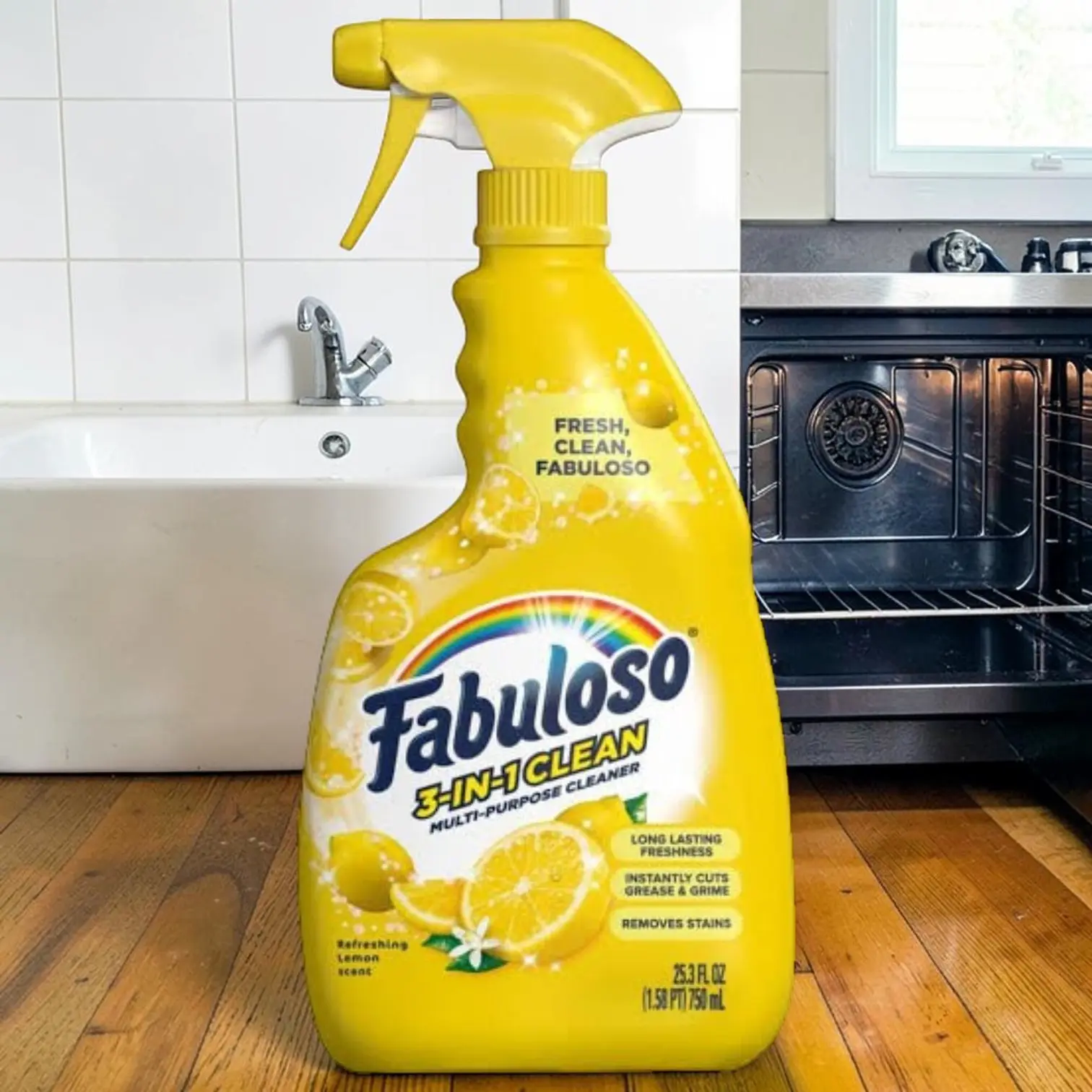 Fabuloso 3-in-1 Clean Spray, Multi-Purpose Cleaner, Refreshing Lemon Scent, 25.3 fl oz