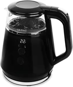 Electric Kettle with 5 Temperature Control Presets, Large Digital Temperature Display, Multi-Colored LED  Lights, Black  Kettle & Hot Water Boiler, 360 Base, , 1 Liter
