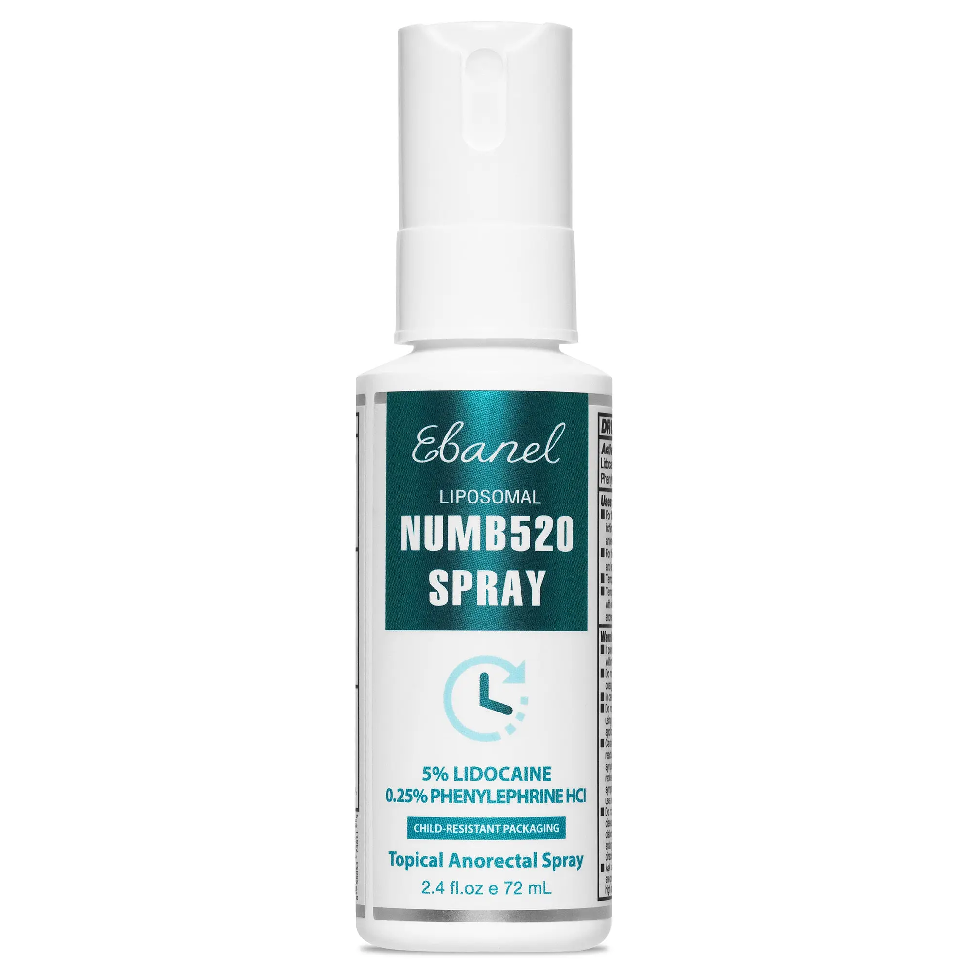 Ebanel Numb520, 5% Lidocaine Spray for Fast Pain, Itch & Burn Relief! 2oz Spray Healing Phenylephrine Hcl