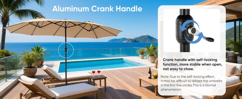 15ft Large Patio Umbrella with Base Included, Rectangle Table Umbrella Outdoor Patio, Outside Umbrellas for Deck, Market, Backyard, Khaki 15ft Large Patio Umbrella with Base Included, Rectangle Table Umbrella Outdoor Patio, Outside Umbrellas for Deck, Market, Backyard, Khaki