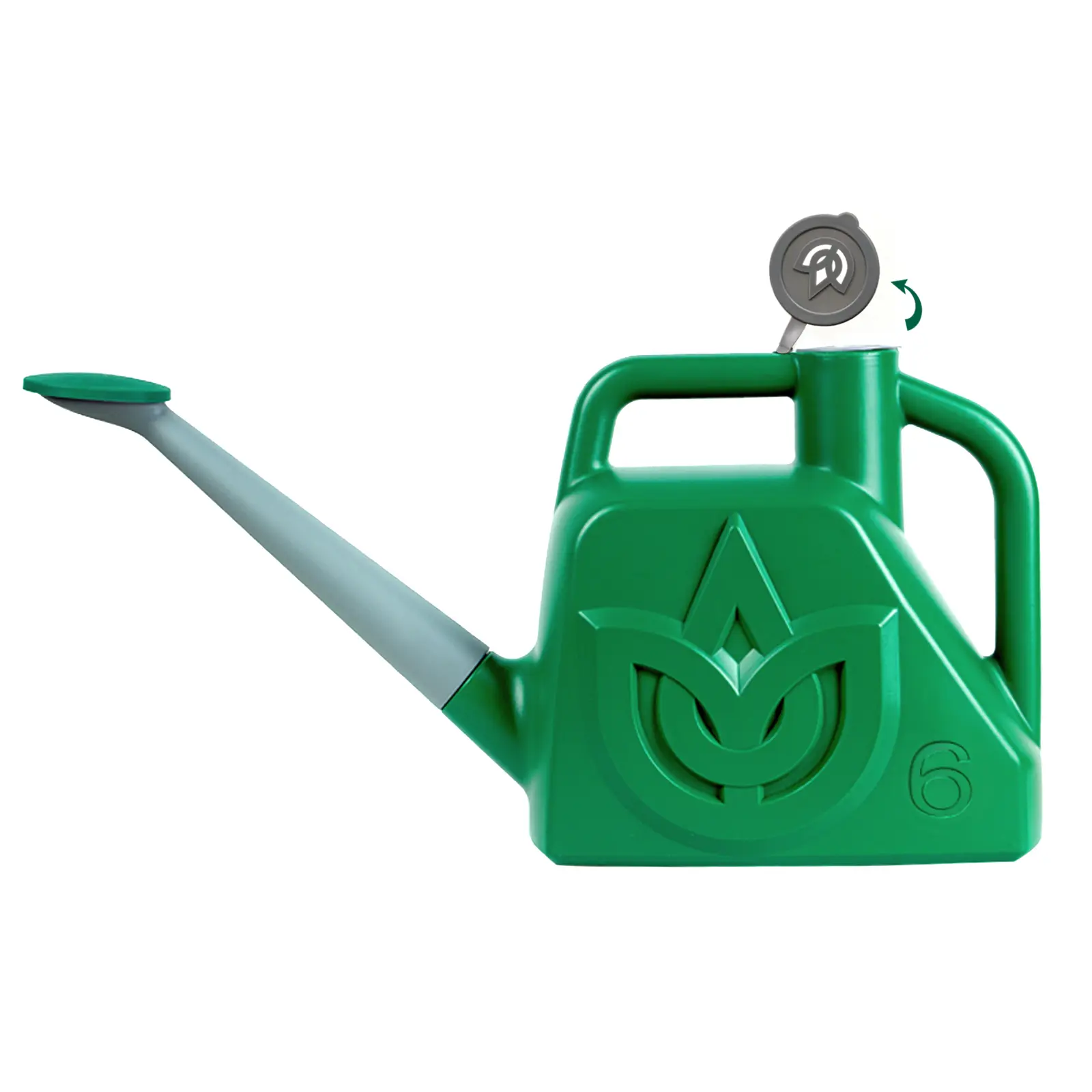 XXXFLOWER PP Resin 6L (1.5 Gal) Compact Thick-Walled Green Watering Can, Detachable Nozzle, Ergonomic Handle for Outdoor Home Irrigation Use