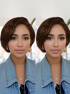 Short Pixie Cut Wig, Natural Fluffy Afro Human Hair Wig for Women, Lightweight Stylish Hairpiece for Daily Wear