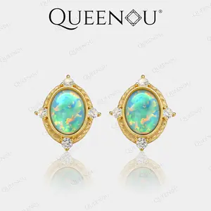 【944 Fantasy Blue 1.5CT Synthetic Opal Ring and Earrings Set
