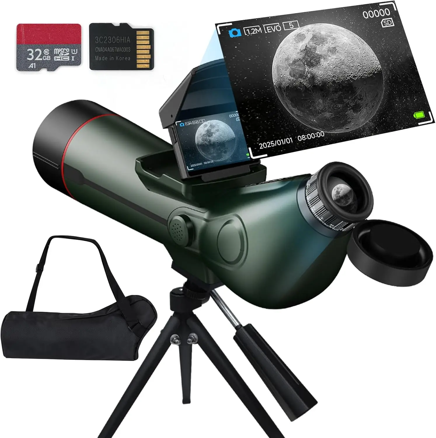 Smart Telescope, Professional Refractor Auto-focus Portable Digital Electronic Telescopes with 4K Astrophotography Camera, Internal And External Dual Screens Spotter for Adults and Beginners Astronomy