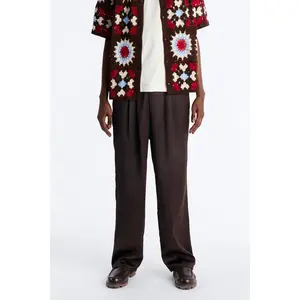 Relaxed Liquid Shadow Pleated Trouser - Brown