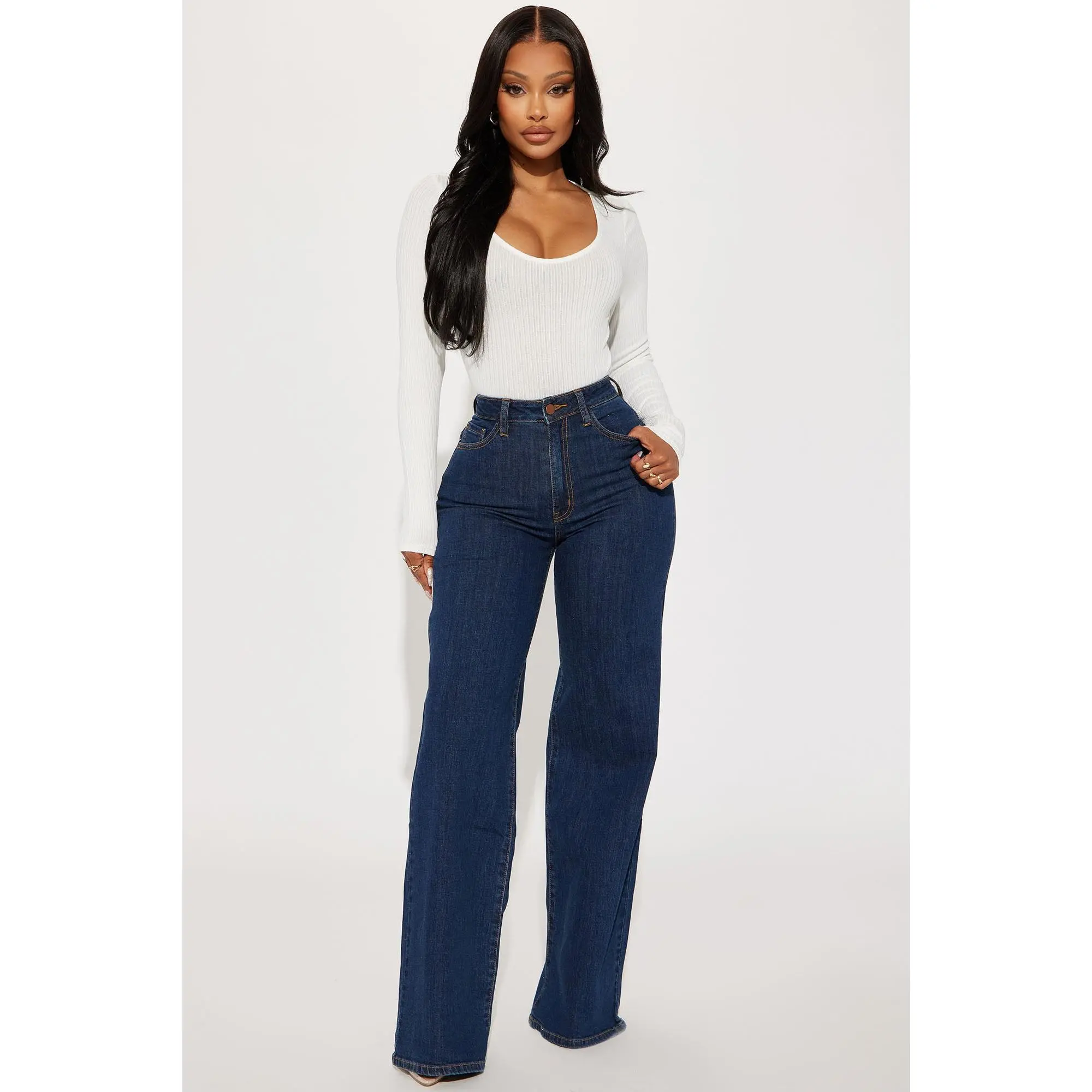 Chasing Thrills Stretch Wide Leg Jeans - Dark Wash Chasing Thrills Stretch Wide Leg Jeans - Dark Wash