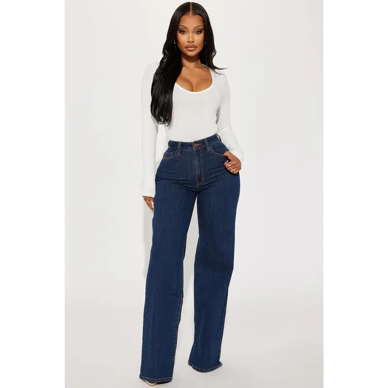 Chasing Thrills Stretch Wide Leg Jeans - Dark Wash