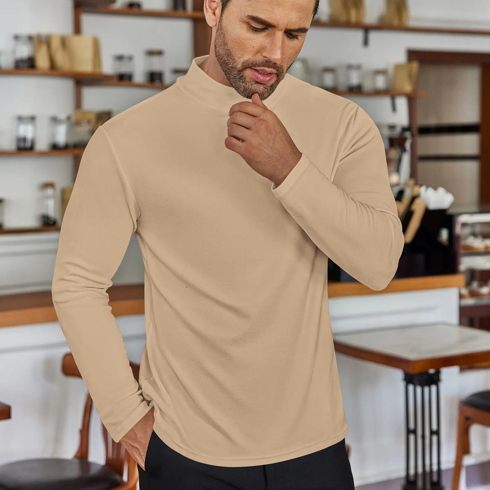 COOFANDY Men's Mock Turtleneck Long Sleeve Turtle Neck Shirts Lightweight Undershirt Thermal Pullover Sweater