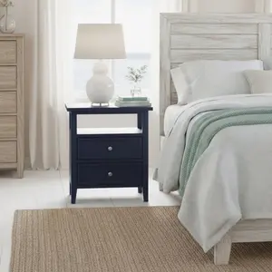Weston 2 Drawer Nightstand (Midnight Blue) - Soft-Close Drawers & Sturdy Wood Build, Rich Midnight Blue Finish to Elevate Room Style, Compact Design with Ample Storage, Perfect for Bedroom Master Suite Guest Room Rental Home Luxury Apartment Cottage
