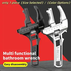 Multi-Functional Adjustable Wrench, Strong Grip and Wide Bore, Stainless Steel + Aluminum Alloy, Ideal for Narrow Bathroom Spaces, No Assembly Needed