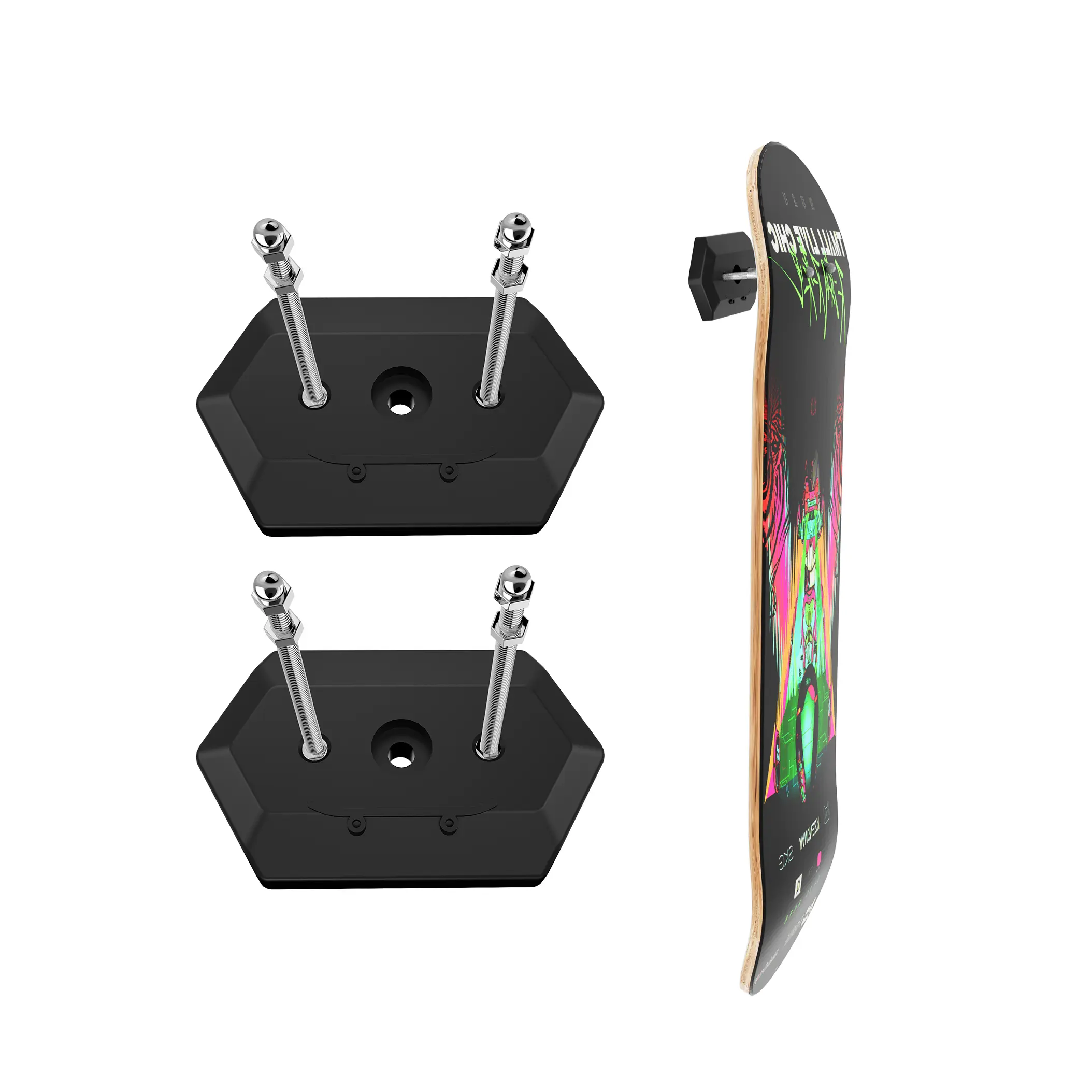 Hikeen Skateboard Wall Mount Hanger Stainless Steel Organiser Racks for Deck Display & Storage US Patent Design Easy Install Garage Bedroom Fathersdaygift Installation Hangable High Load-Bearing Screw Size Fits Most